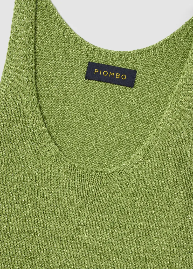 Tank Top In Misto Viscosa Verde Regular Fit Con Glitter, Donna, Verde miniatura 2