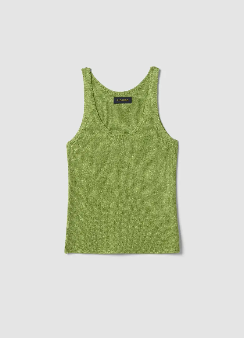 Tank Top In Misto Viscosa Verde Regular Fit Con Glitter, Donna, Verde