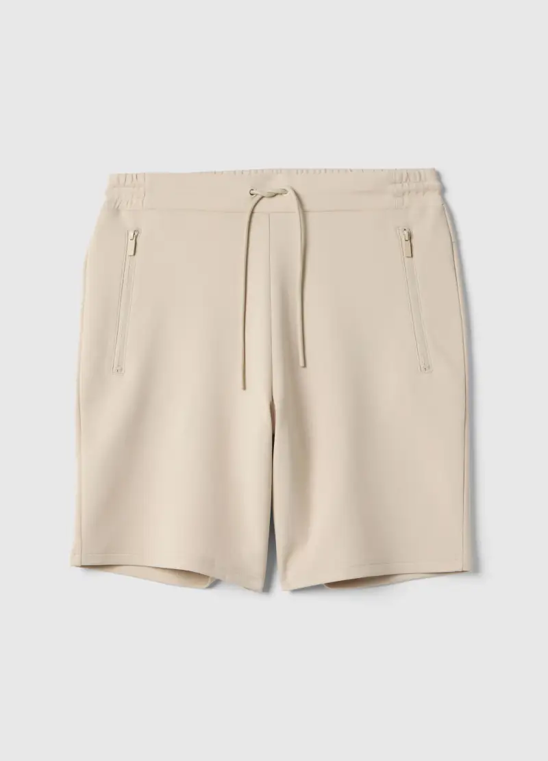 Bermuda In Misto Cotone Elasticizzato Beige Regular Fit, Uomo, Beige