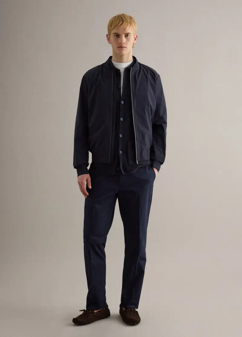 Bomber Blu Regular Fit Con Zip Intergale, Uomo, Blu miniatura 2