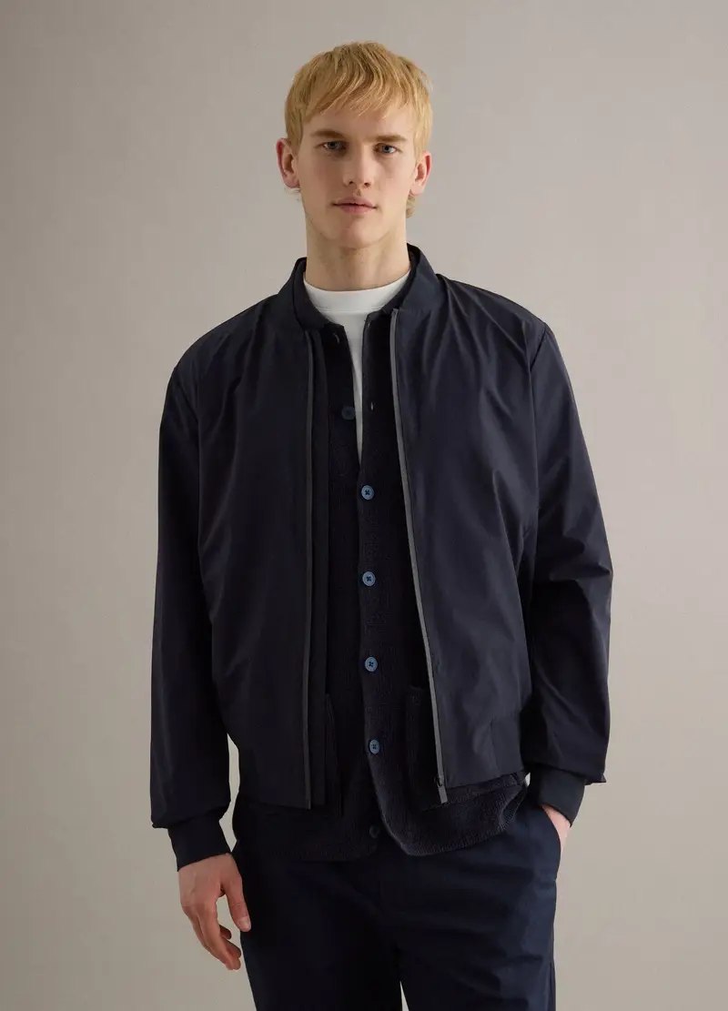 Bomber Blu Regular Fit Con Zip Intergale, Uomo, Blu miniatura 3