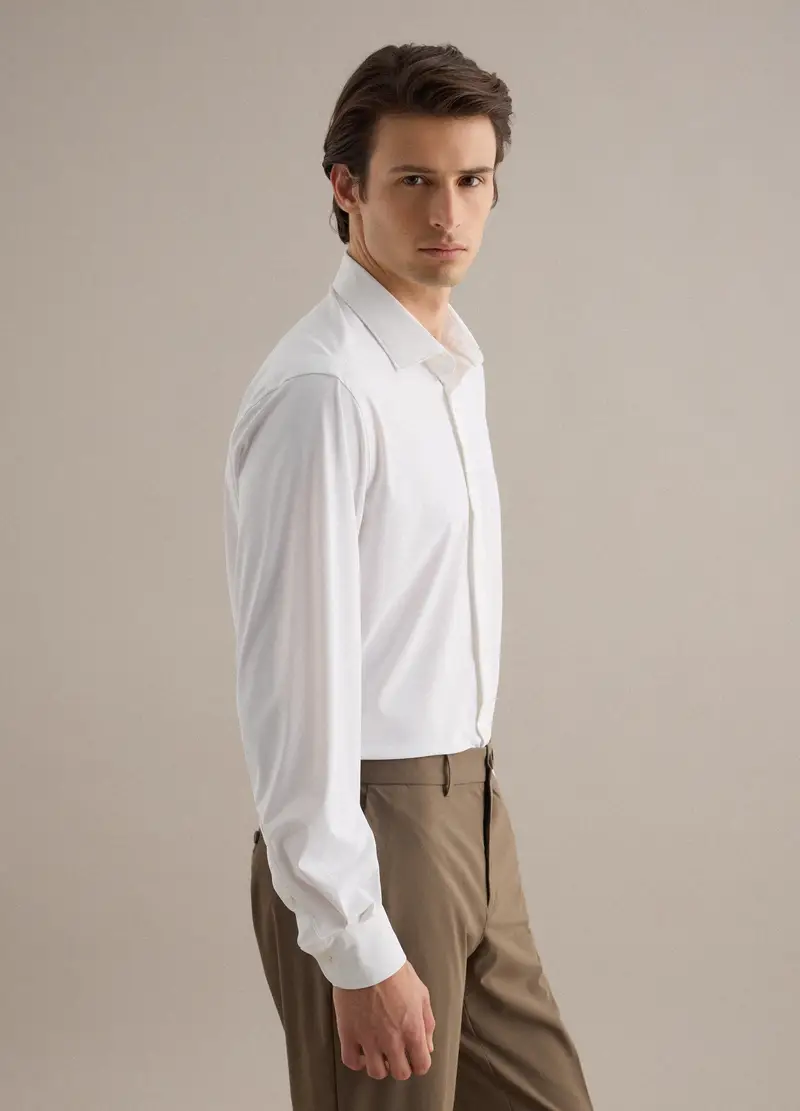 Camicia A Maniche Lunghe Bianca Slim Fit Con Colletto Classico, Uomo, Bianco
