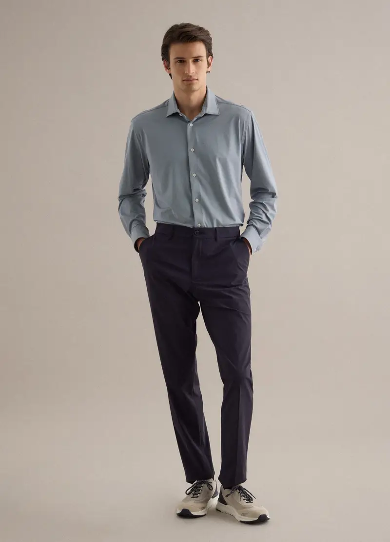 Camicia Azzurra Slim Fit Con Bottoni E Collo Tradizionale, Uomo, Azzurro miniatura 2