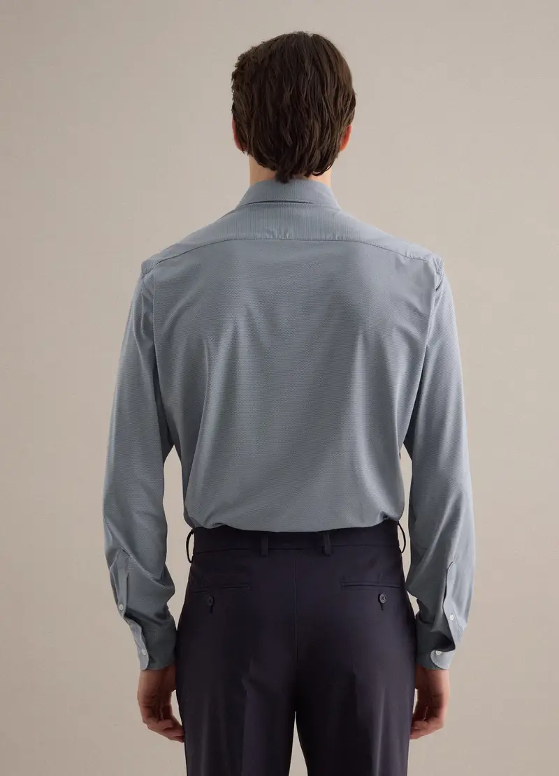 Camicia Azzurra Slim Fit Con Bottoni E Collo Tradizionale, Uomo, Azzurro miniatura 3