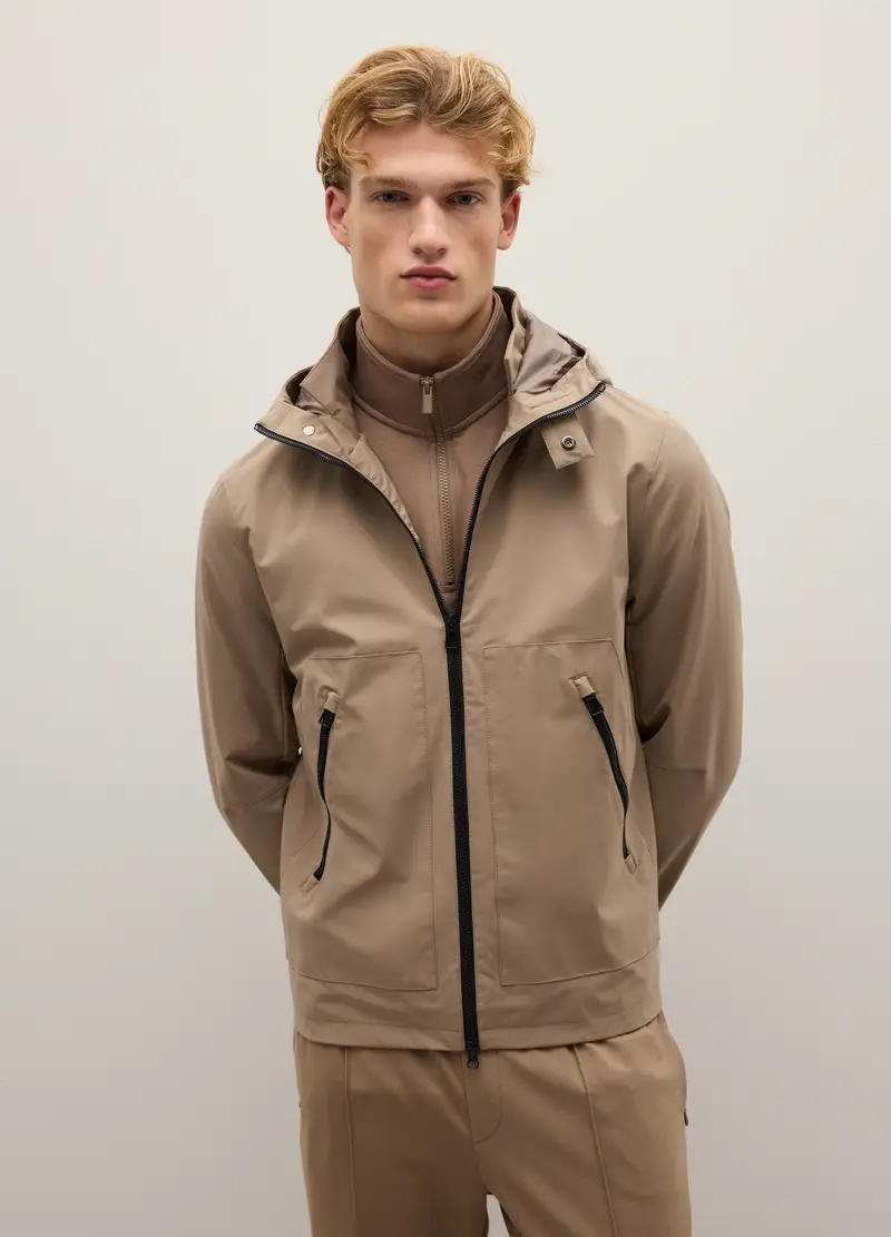 , Giacca Beige Con Zip, Uomo, Grigio miniatura 2