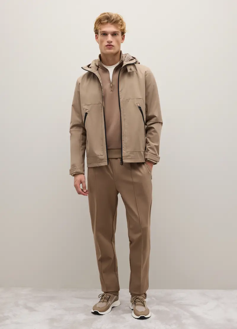 Giacca Beige Con Zip, Uomo, Grigio