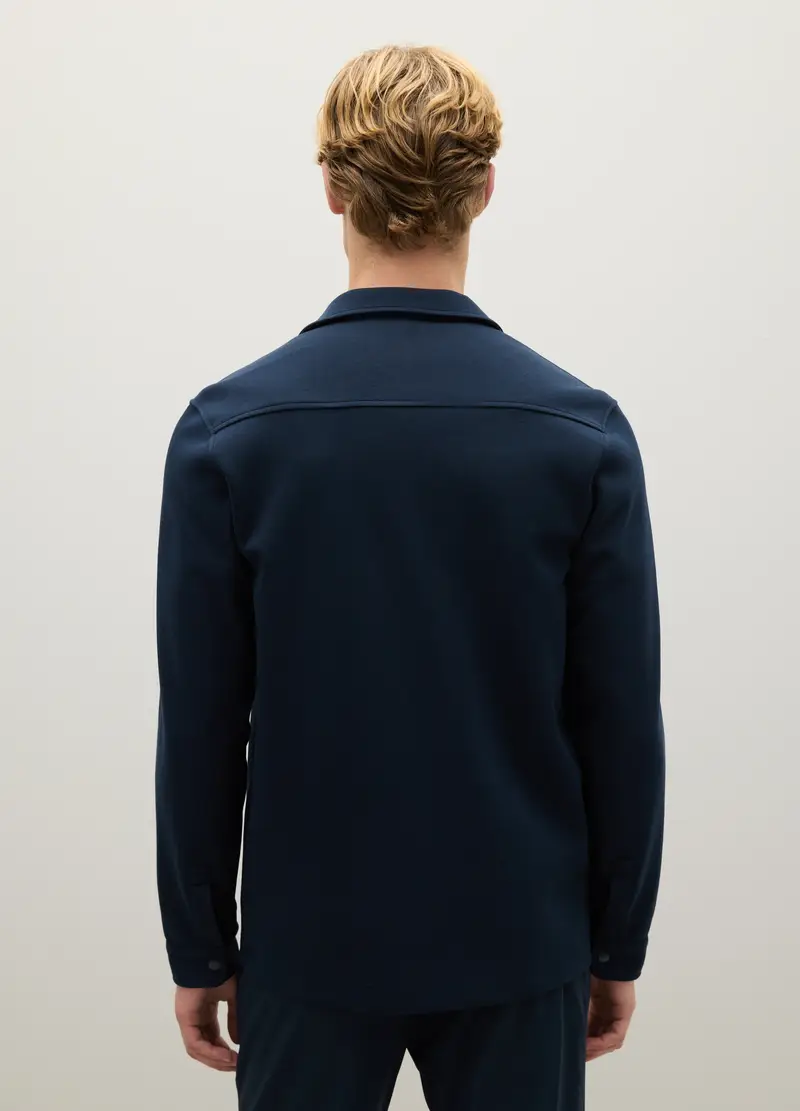 Giacca Camicia Blu In Misto Cotone, Uomo, Blu miniatura 3