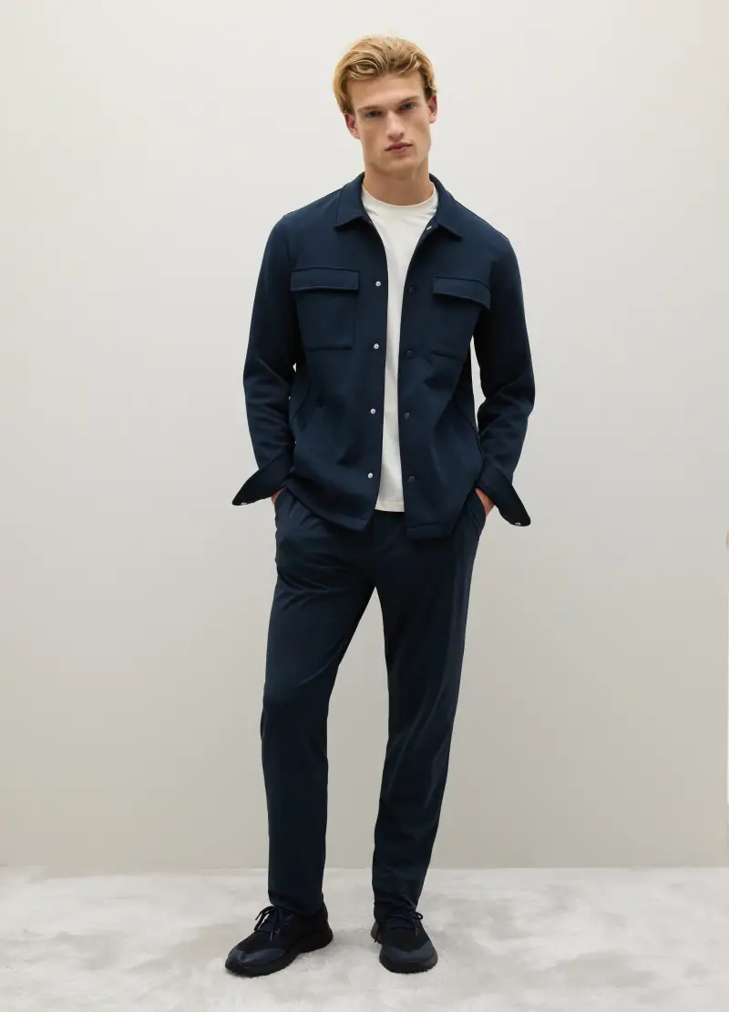 Giacca Camicia Blu In Misto Cotone, Uomo, Blu