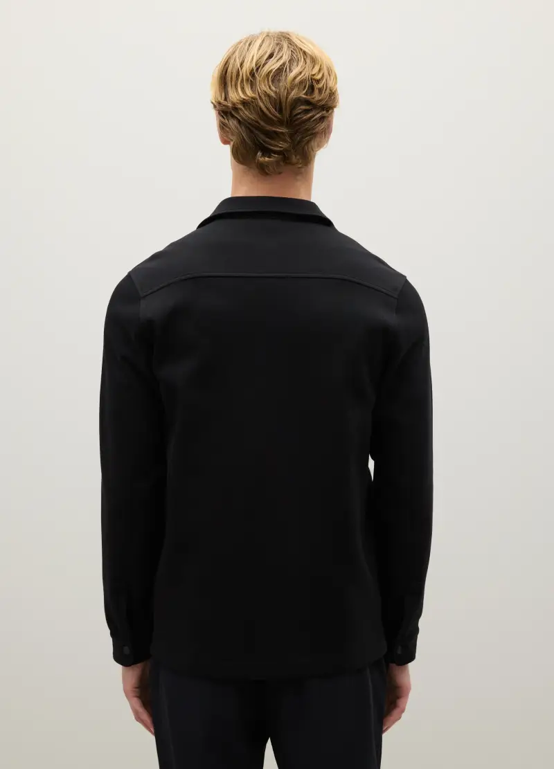 Giacca Camicia Nera In Misto Cotone, Uomo, Nero miniatura 3