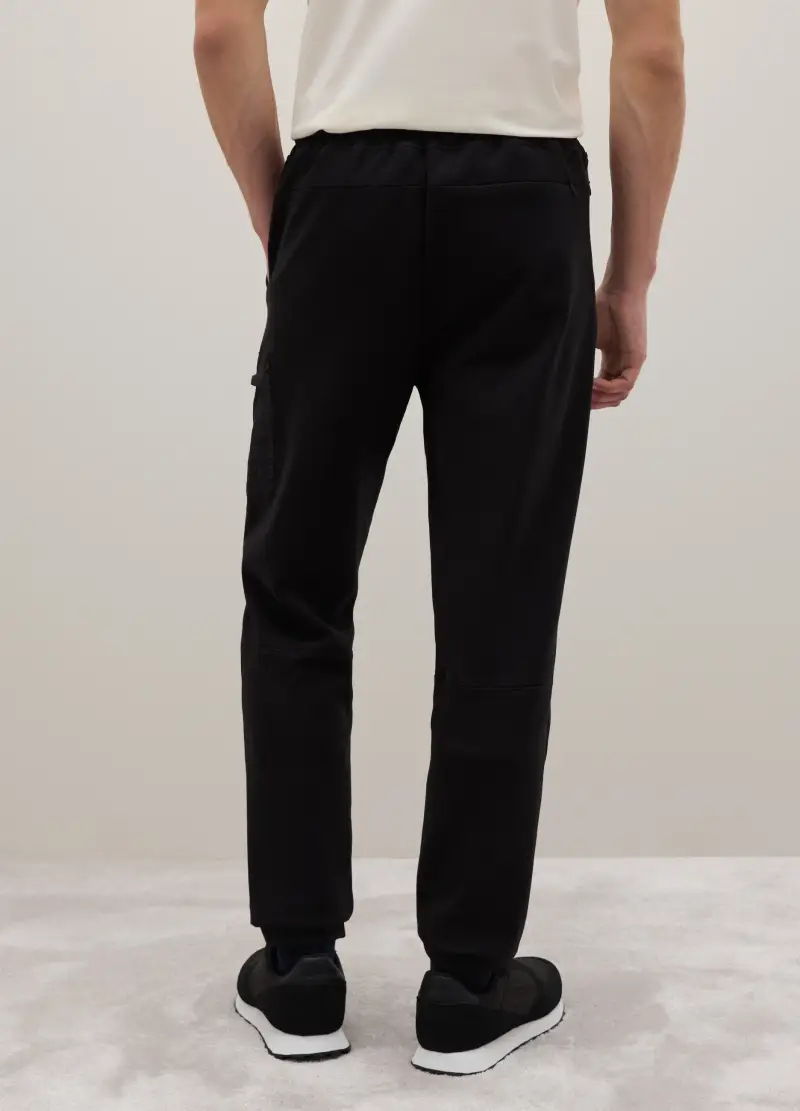 Pantaloni In Misto Cotone Nero Regular Fit, Uomo, Nero miniatura 3