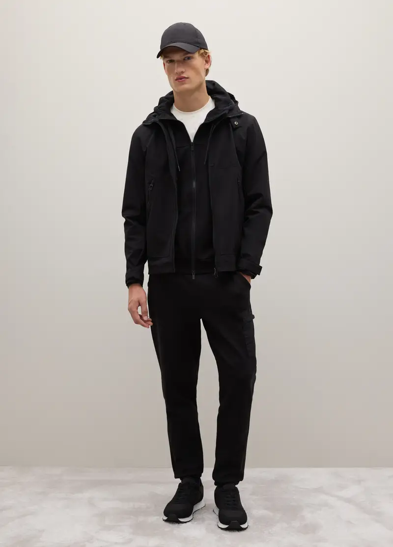 Pantaloni In Misto Cotone Nero Regular Fit, Uomo, Nero