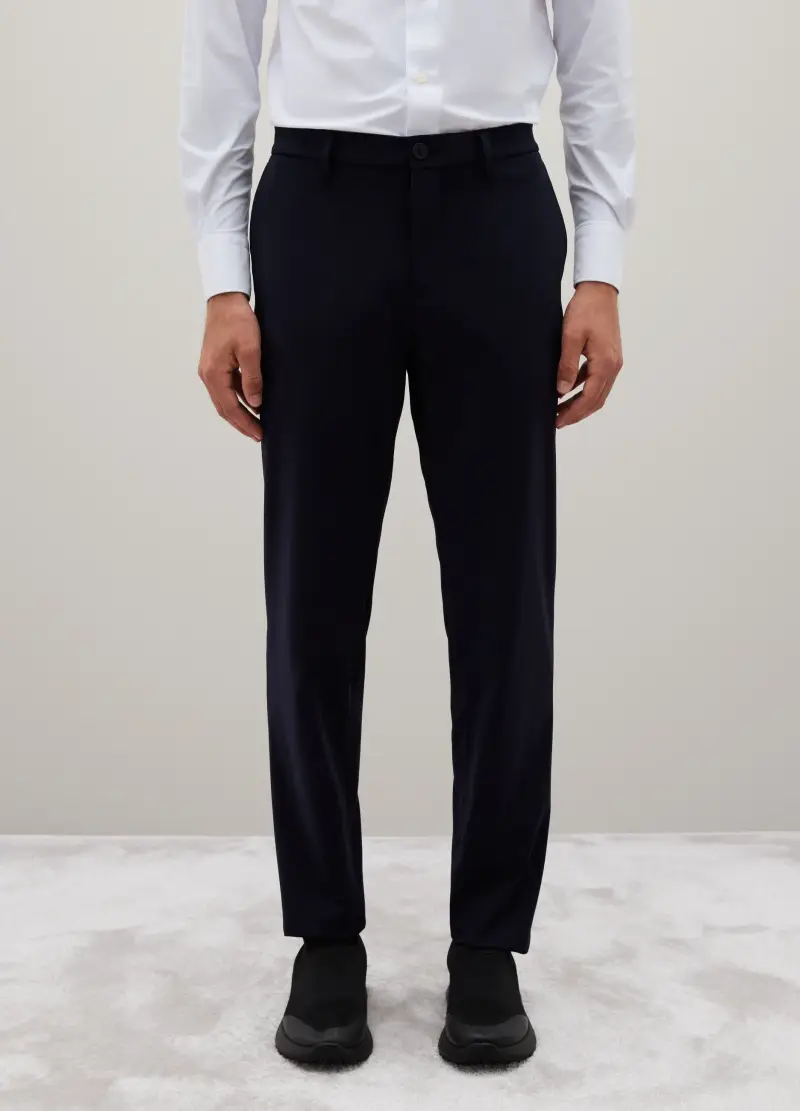 Pantaloni In Tessuto Elasticizzato Blu Slim Fit, Uomo, Blu miniatura 2