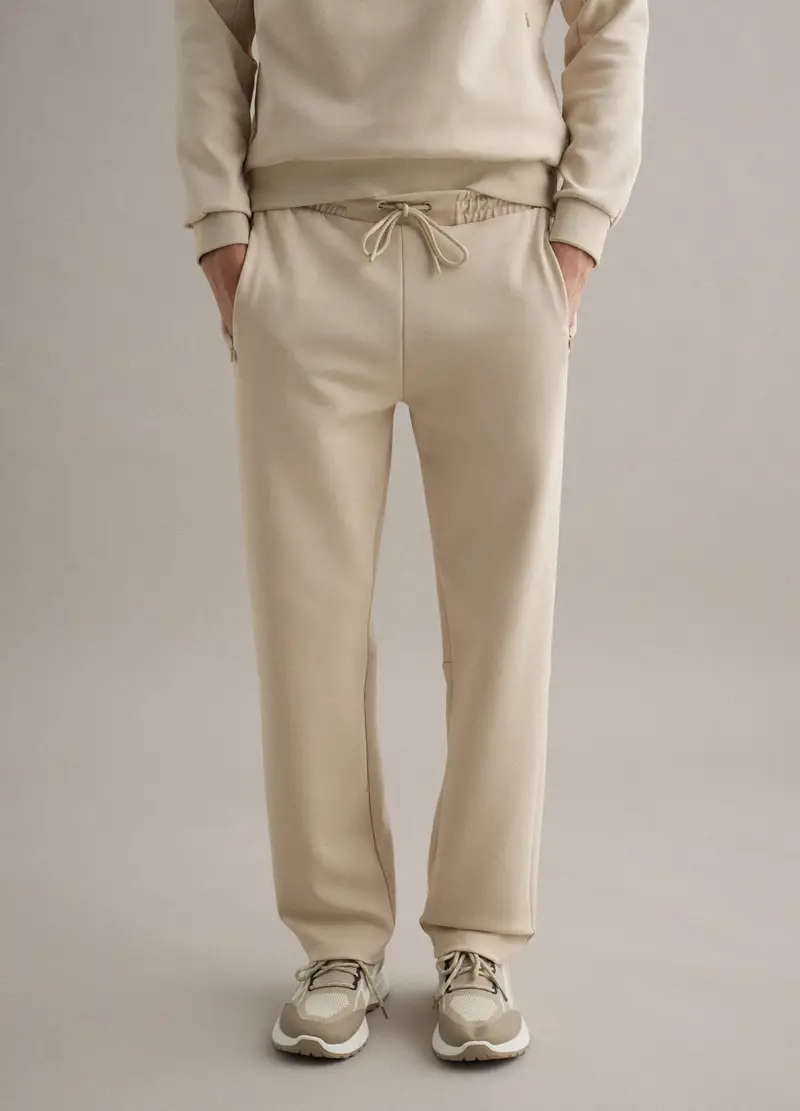 Pantaloni Jogger In Misto Cotone Elasticizzato Beige Regular Fit, Uomo, Beige miniatura 2