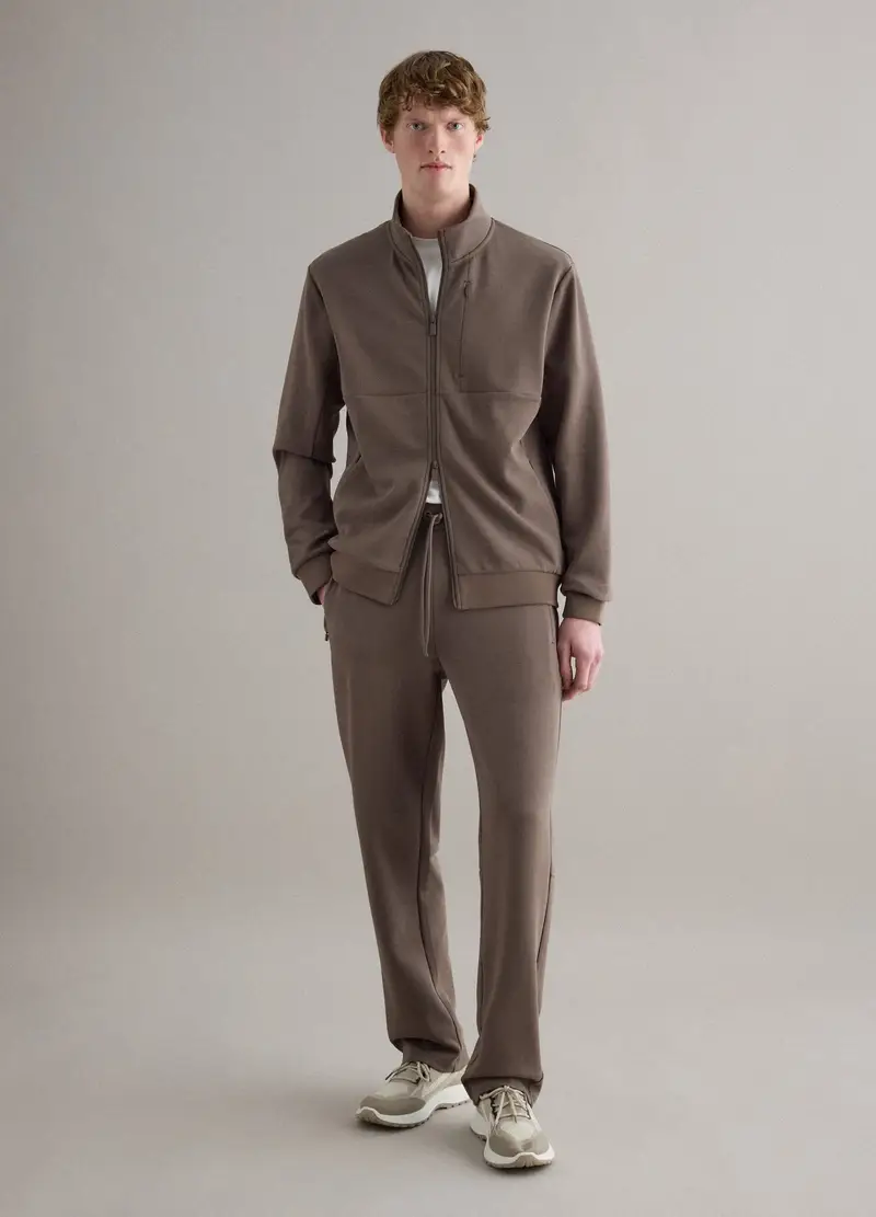 Pantaloni Jogger In Misto Cotone Elasticizzato Marrone Regular Fit, Uomo, Marrone