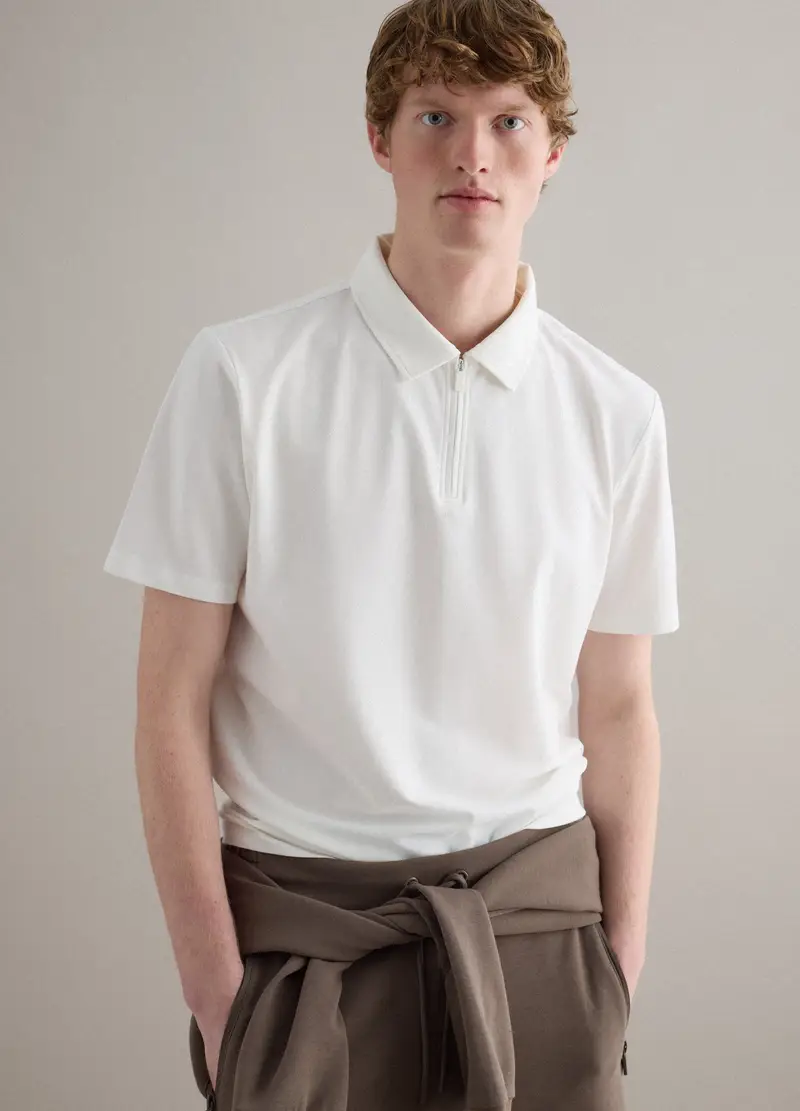 Polo A Maniche Corte In Cotone Elasticizzato Bianca Regular Fit, Uomo, Bianco