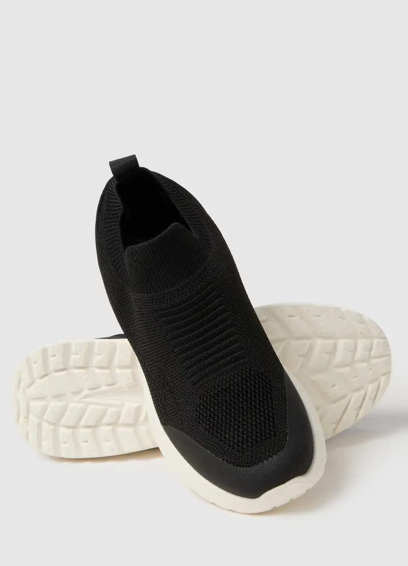 Sneakers Nere Regular Fit Con Suola Robusta Bianca, Uomo, Nero miniatura 2