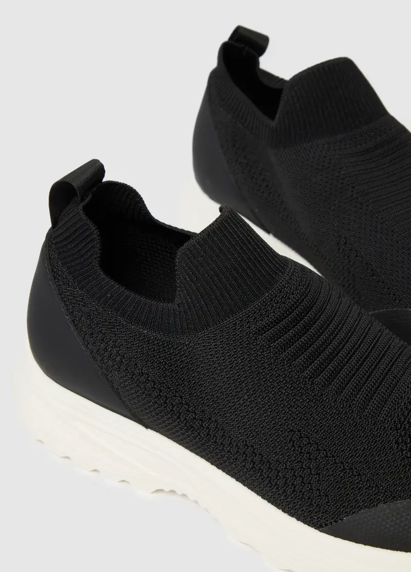 Sneakers Nere Regular Fit Con Suola Robusta Bianca, Uomo, Nero miniatura 3