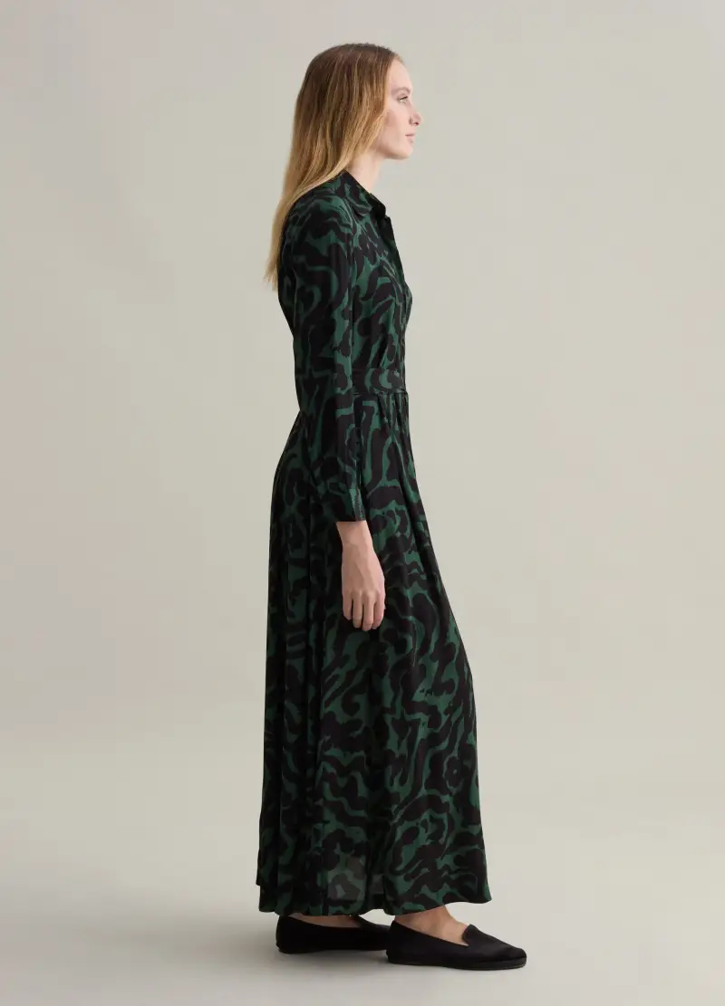 Vestito Lungo Chemisier Stampato Con Cintura, Donna, Multicolor miniatura 2