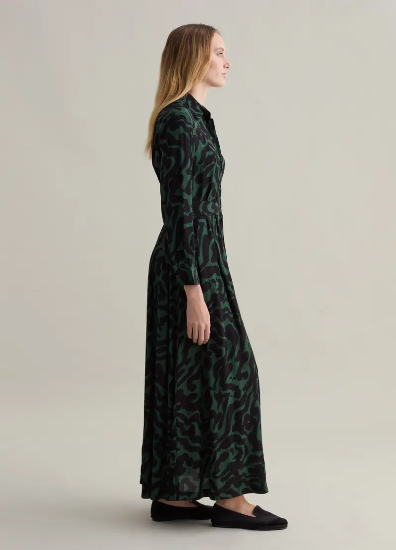 Vestito Lungo Chemisier Stampato Con Cintura, Donna, Multicolor miniatura 2