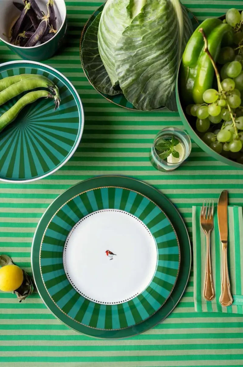 set piatti Love Birds Stripes Eme pacco da 6 Verde miniatura 3