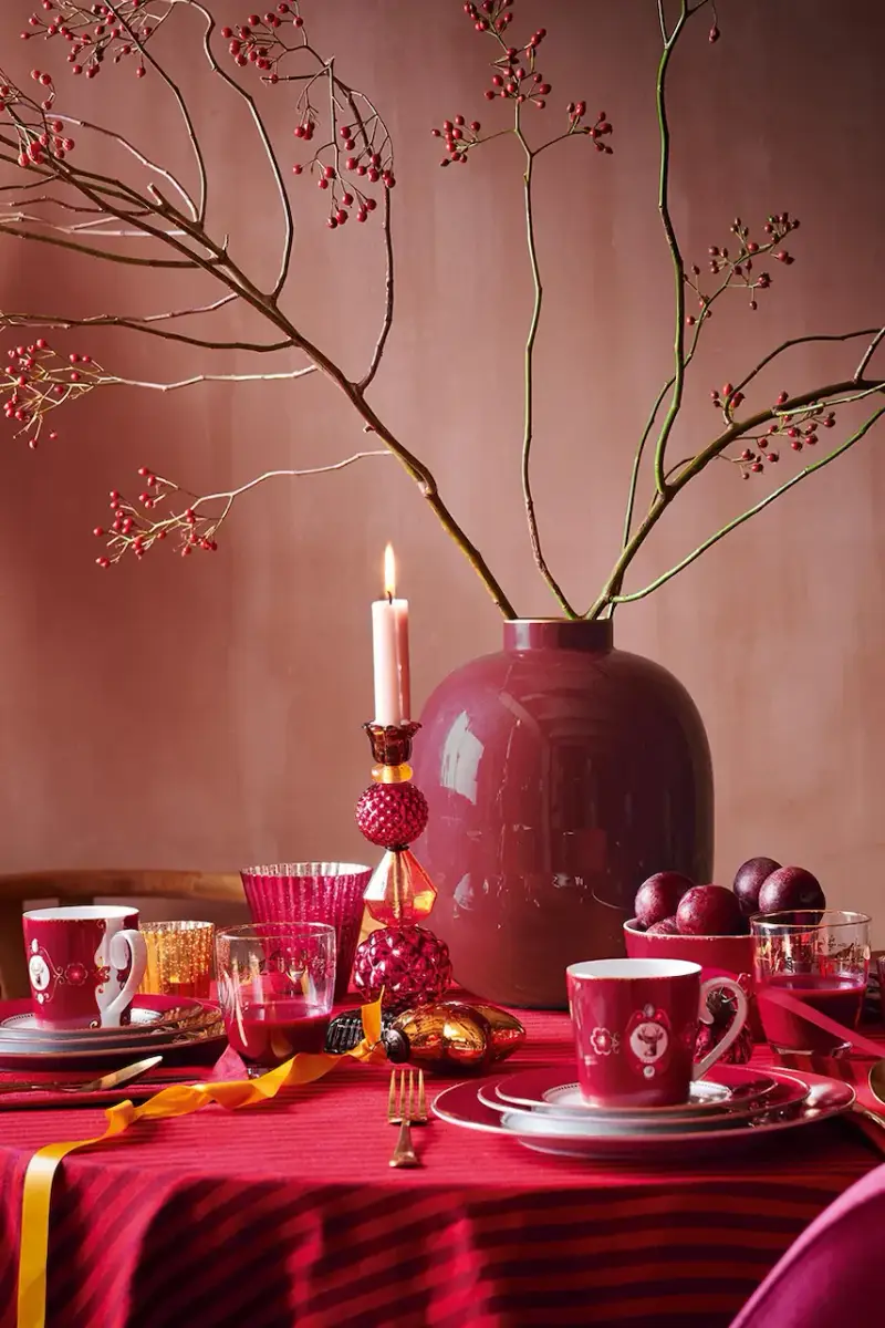 tovaglia in cotone Stripes Dark Red 180 x 300 cm colore rosso miniatura 4