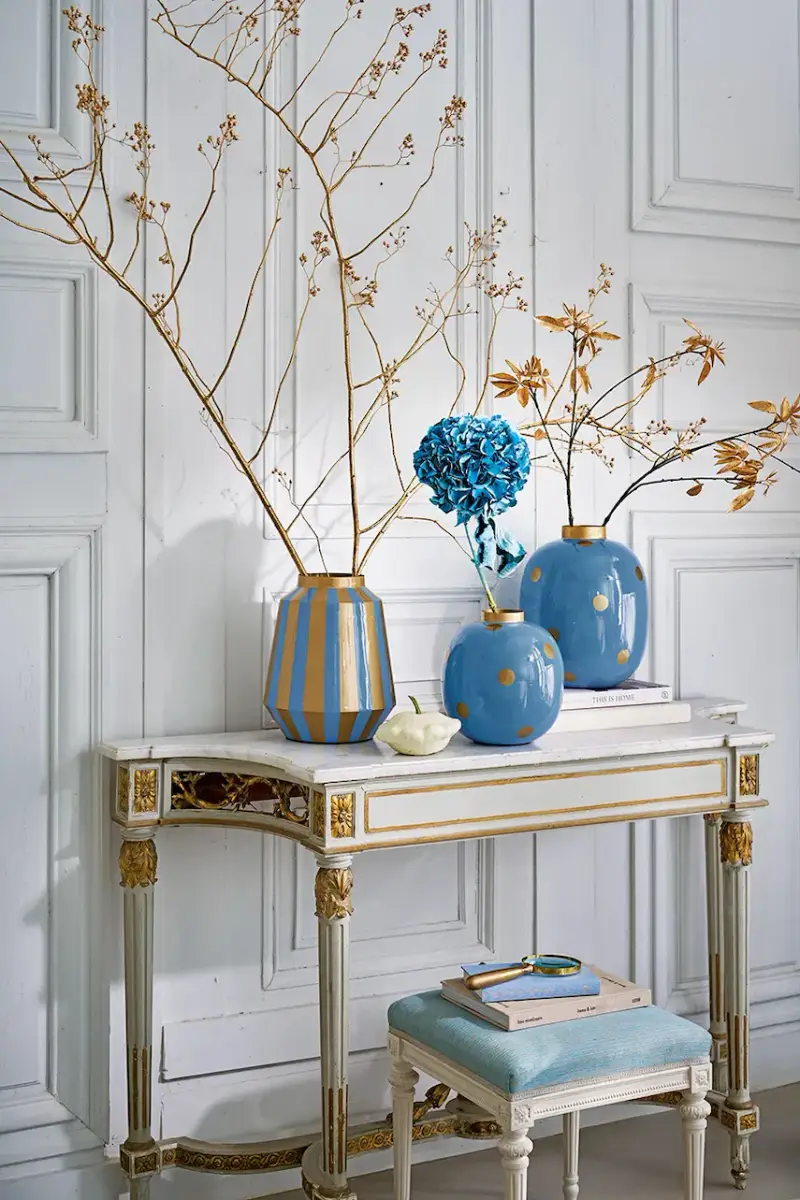 vaso decorativo Stripes Light Blue 24 x 29 cm Multicolore miniatura 2