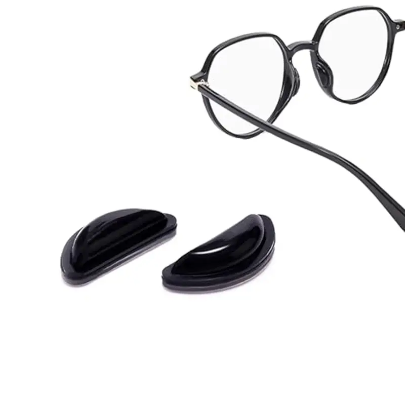 PIPJOY Cuscinetti nasali per occhiali, Cuscinetti nasali adesivi antiscivolo, Cuscinetti nasali in silicone morbido per occhiali, occhiali da vista, occhiali da sole (10 paia di neri)