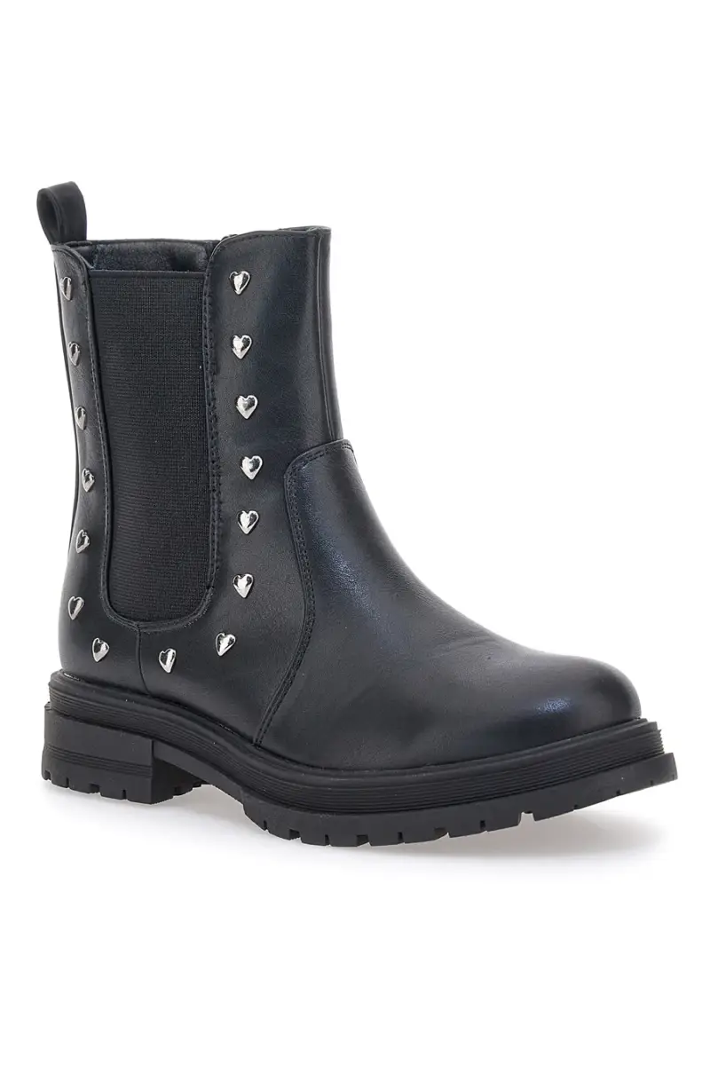 Chelsea boots neri con borchie a cuore Pitt Kids SKBS1104 [NERO] miniatura 2