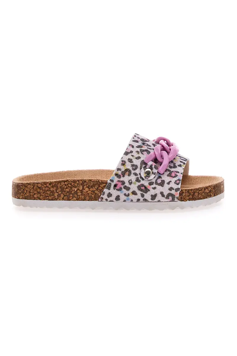 Ciabatta Leopardata rosa e bianca PITT KIDS 14400 [LEOPARD]