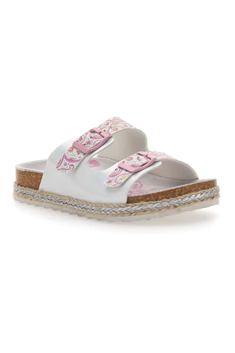 Ciabatte bianche con doppia fascia glitter rosa PITT KIDS 14507 [BIANCO miniatura 2
