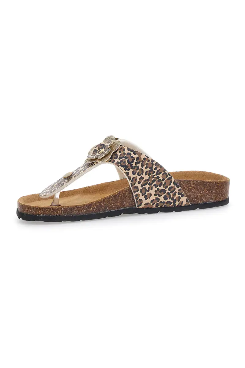 Ciabatte Infradito Animalier Con Plantare In Vera Pelle Pitt Kids 45261 [BEIGE] miniatura 4