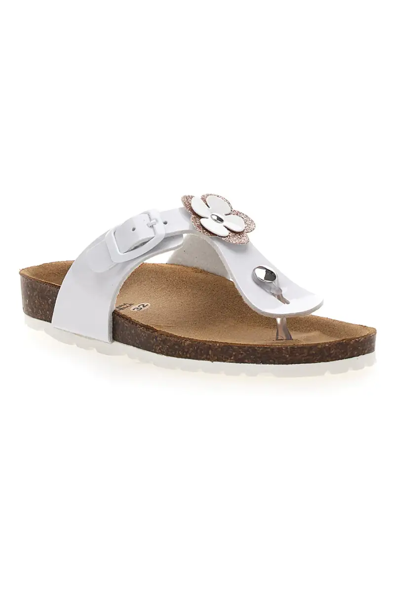 Ciabatte Infradito Bianche con Applicazioni a Fiori PITT KIDS 45261GVW [BIANCO miniatura 3