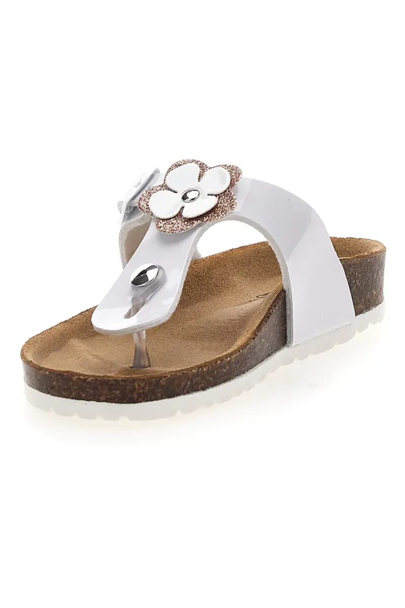 Ciabatte Infradito Bianche con Applicazioni a Fiori PITT KIDS 45261GVW [BIANCO miniatura 4