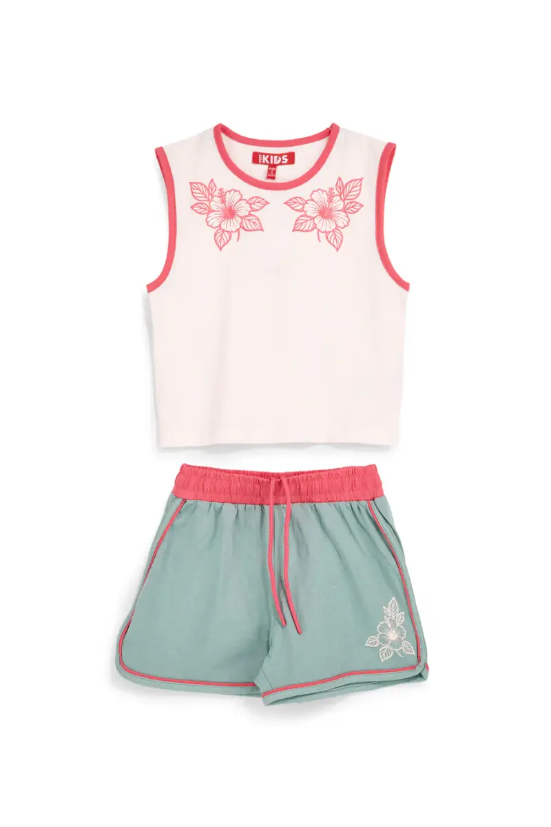 Completo bianco e verde con canotta e shorts Pitt kids PT-G-SE-9003 [BIANCO]