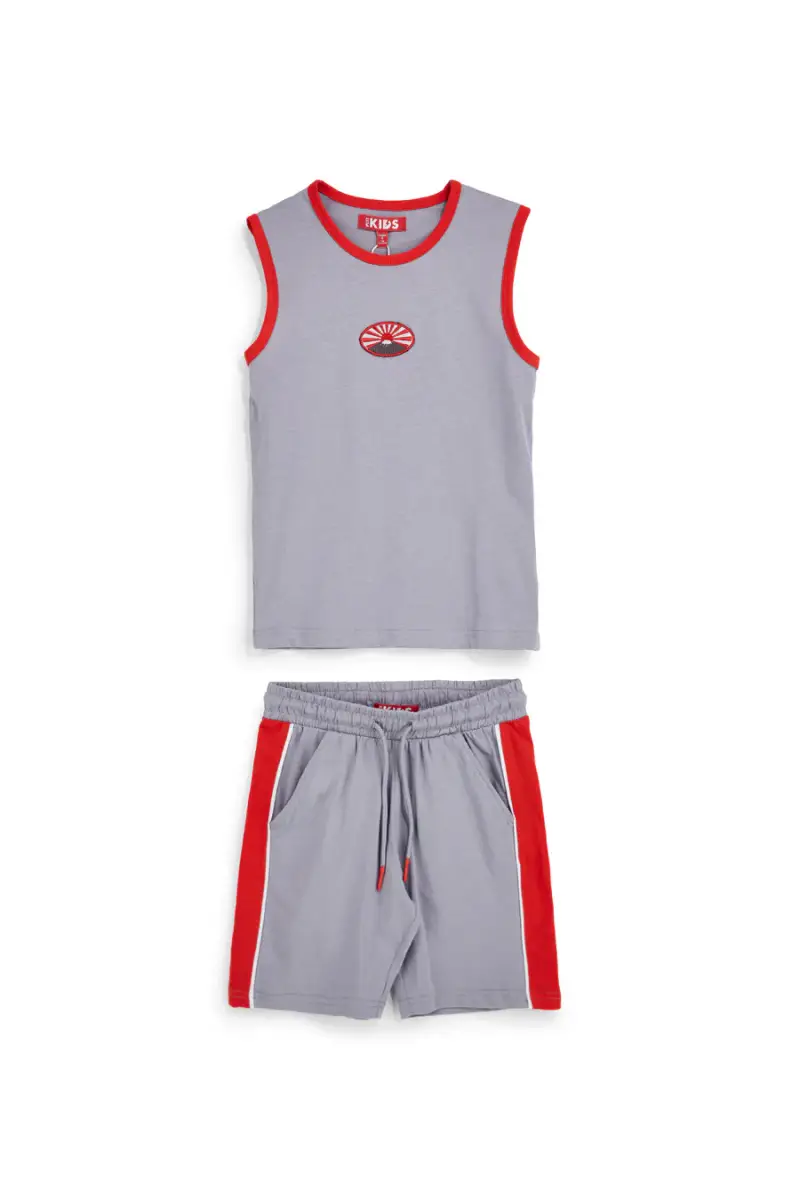 Completo canotta + pantaloni grigio in cotone Pitt kids Pt-b-se-9024 [GRIGIO]