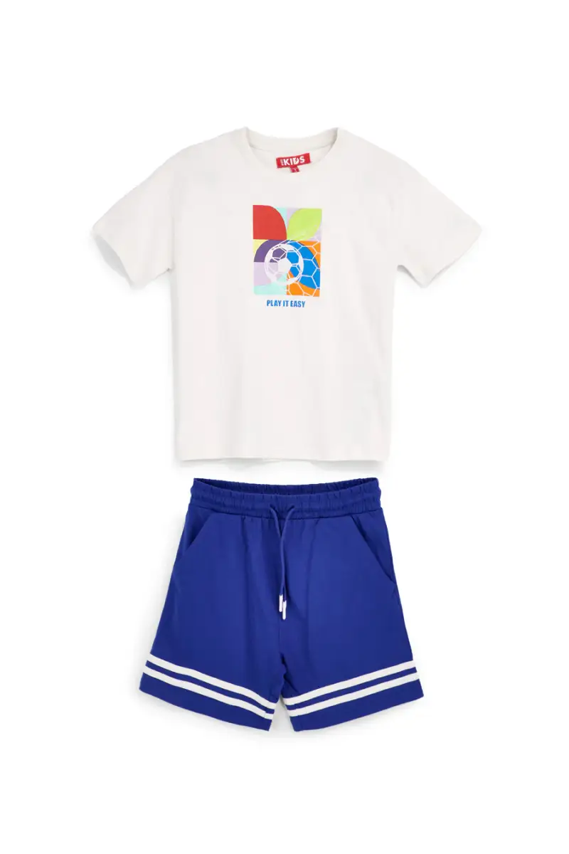 Completo t-shirt + pantaloni blu e bianco Pitt kids Pt-b-t-9049 [BIANCO