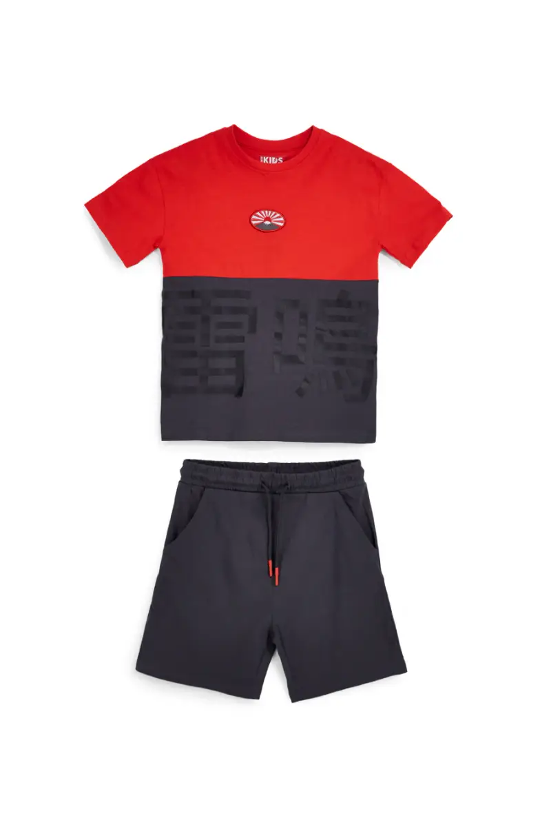 Completo t-shirt + pantaloni rosso e nero Pitt kids Pt-b-se-9028 [NERO