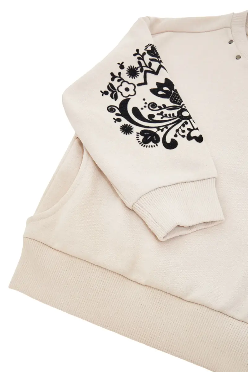 Felpa beige felpata con borchiette e stampa in rilievo Pitt Kids PT-KF-8018 [ROSA] miniatura 3