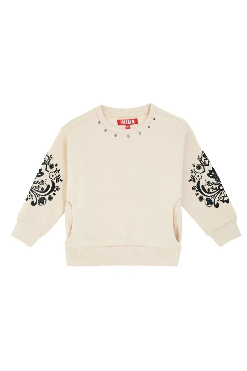 Felpa beige felpata con borchiette e stampa in rilievo Pitt Kids PT-KF-8018 [ROSA]