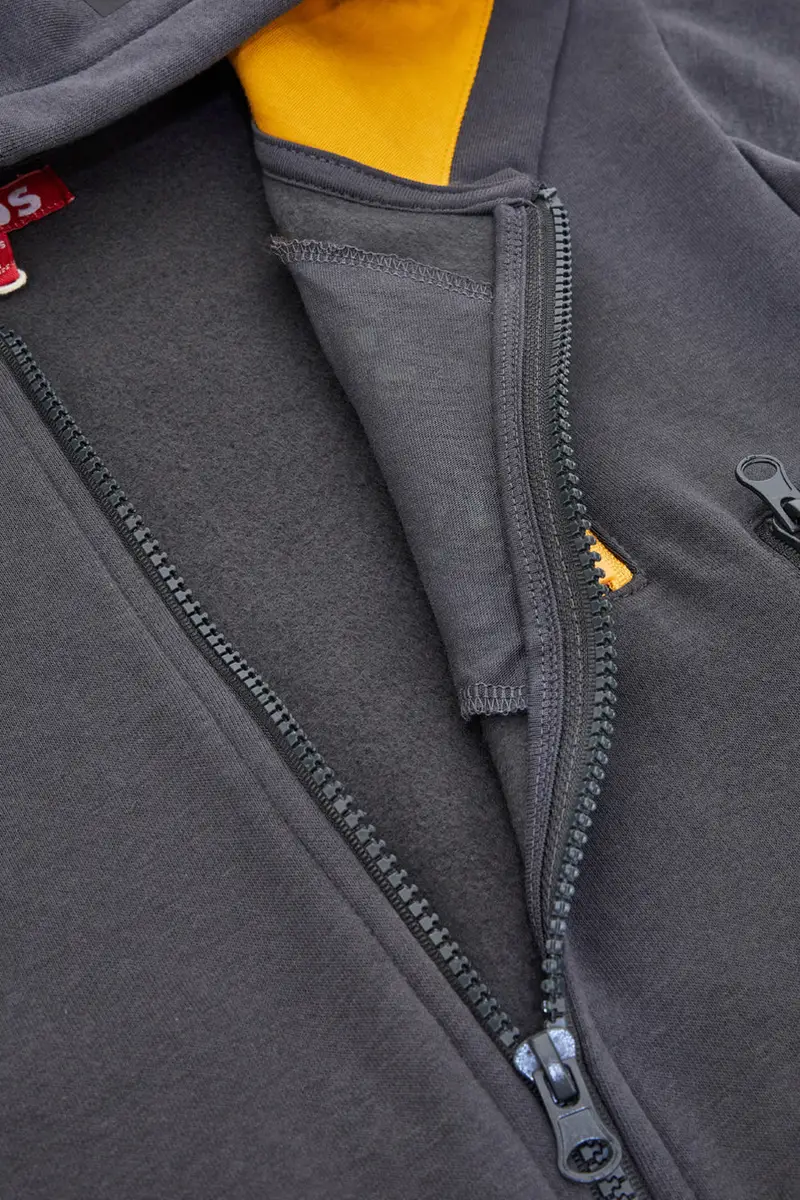 Felpa grigia con cappuccio zip e dettagli gialli Pitt Kids PT-KF-8010 [GRIGIO] miniatura 2