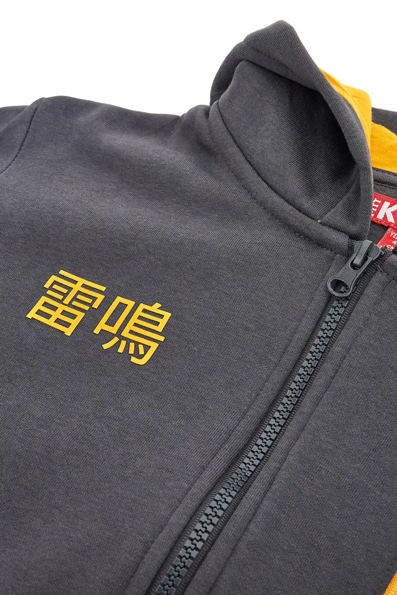 Felpa grigia con cappuccio zip e dettagli gialli Pitt Kids PT-KF-8010 [GRIGIO] miniatura 3