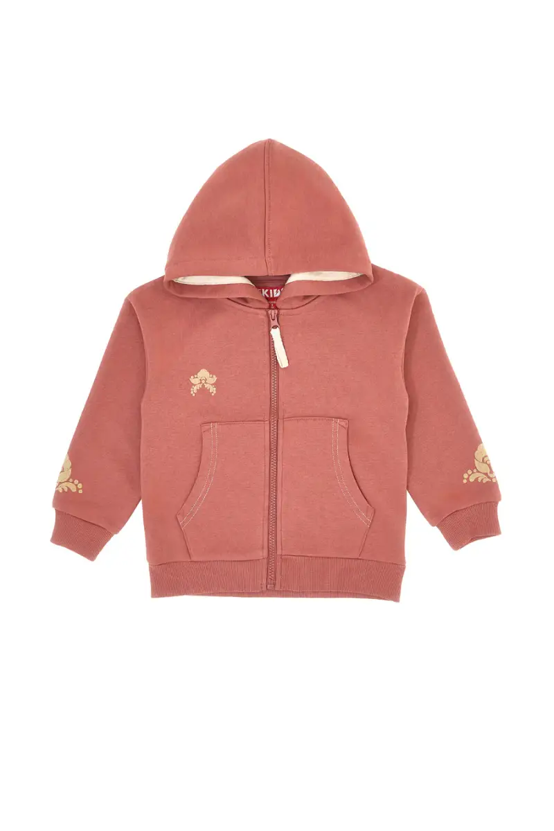 Felpa rosa con cappuccio felpata e stampa in rilievo Pitt Kids PT-KF-8019 [ROSA]