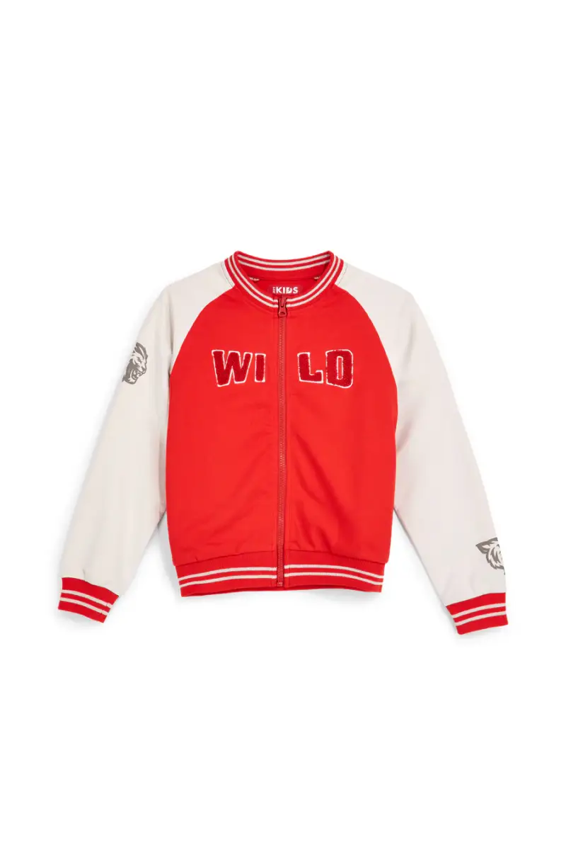 Felpa rossa con zip e stampa leoni Pitt kids PT-B-F-9019 [ROSSO]