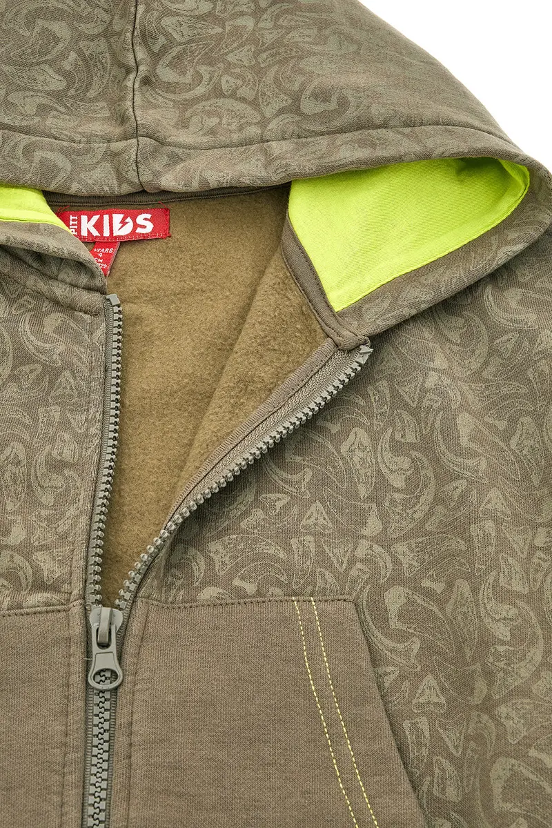 Felpa verde con cappuccio e zip interno felpato Pitt Kids PT-KF-8003 [VERDE] miniatura 2