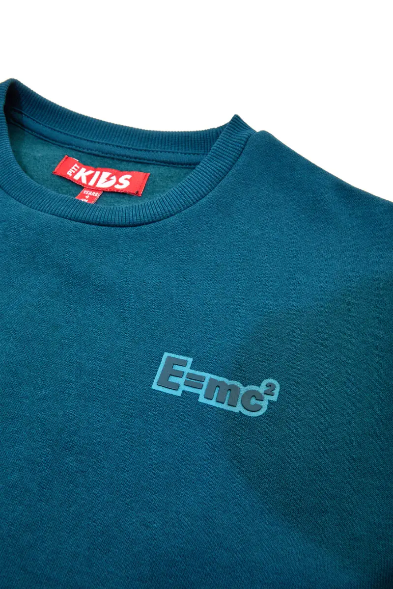 Felpa verde petrolio con stampa atom e interno felpato Pitt Kids PT-KF-8025 [TEAL ORANGE] miniatura 2