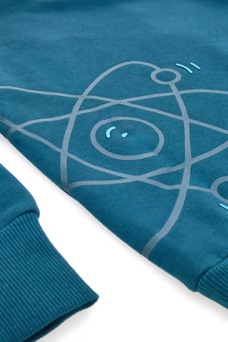 Felpa verde petrolio con stampa atom e interno felpato Pitt Kids PT-KF-8025 [TEAL ORANGE] miniatura 3