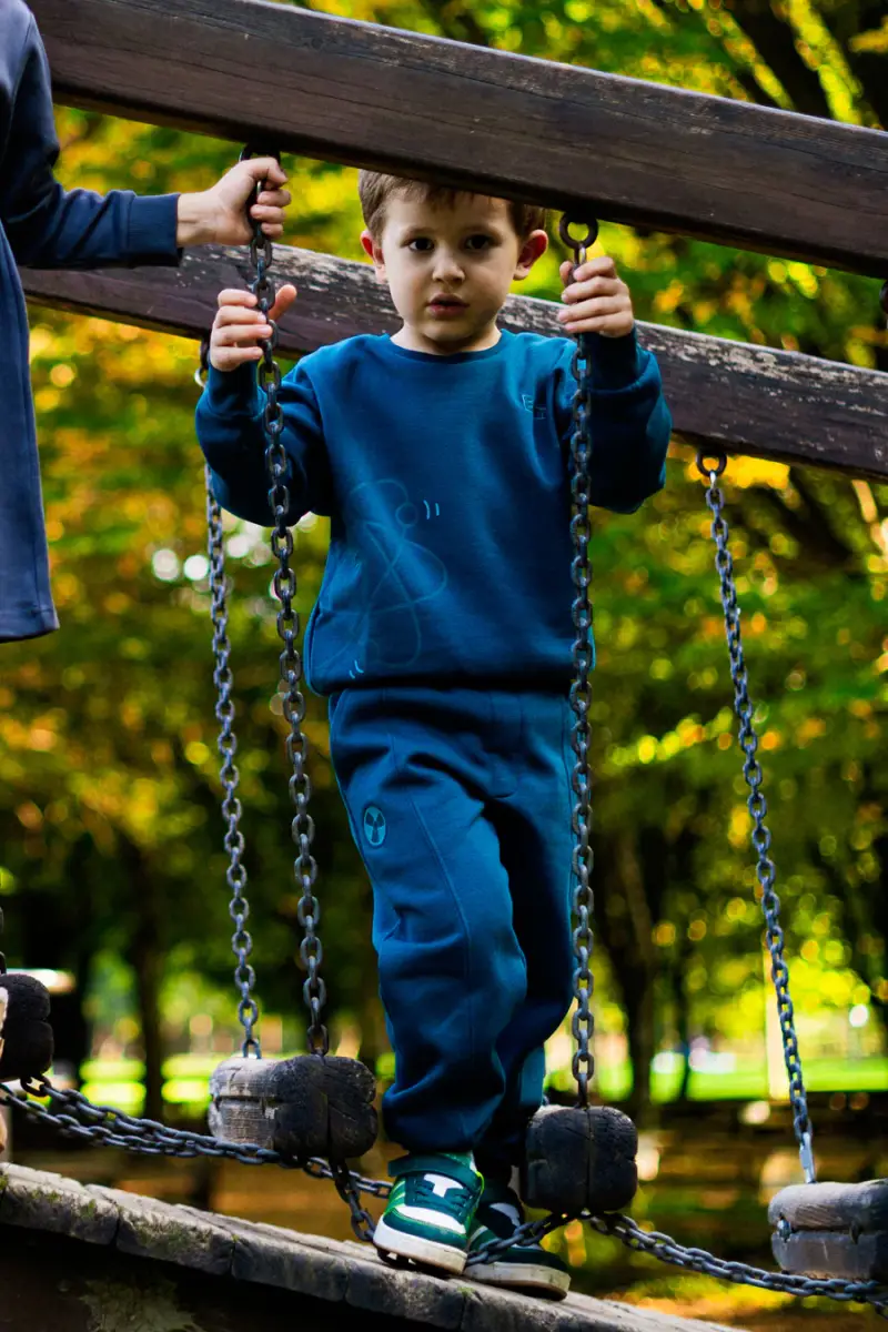 Felpa verde petrolio con stampa atom e interno felpato Pitt Kids PT-KF-8025 [TEAL ORANGE]