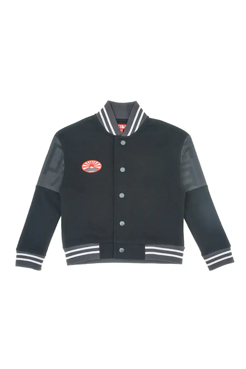 Giacca college nera felpata con stampa e bottoni a pressione Pitt Kids PT-KF-8012 [NERO]