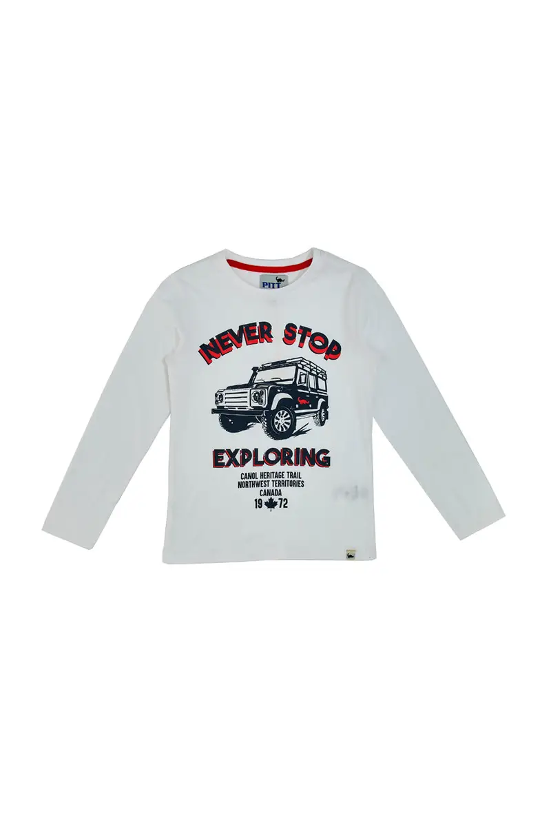 Maglia Maniche Lunghe Bianca Pitt Kids 2030 [BIANCO]