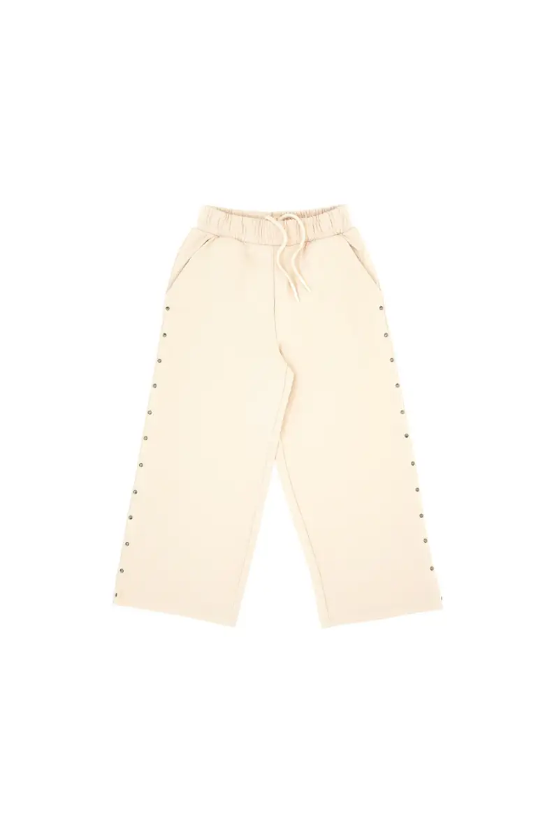 Pantaloni beige ampi con borchiette laterali Pitt Kids PT-KP-8022 [PANNA]